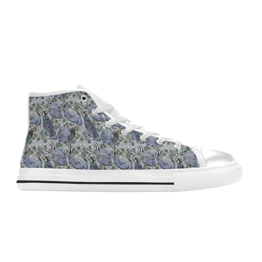 Guinea Fowl Print Design LKS402 Men's High Top Canvas Shoes