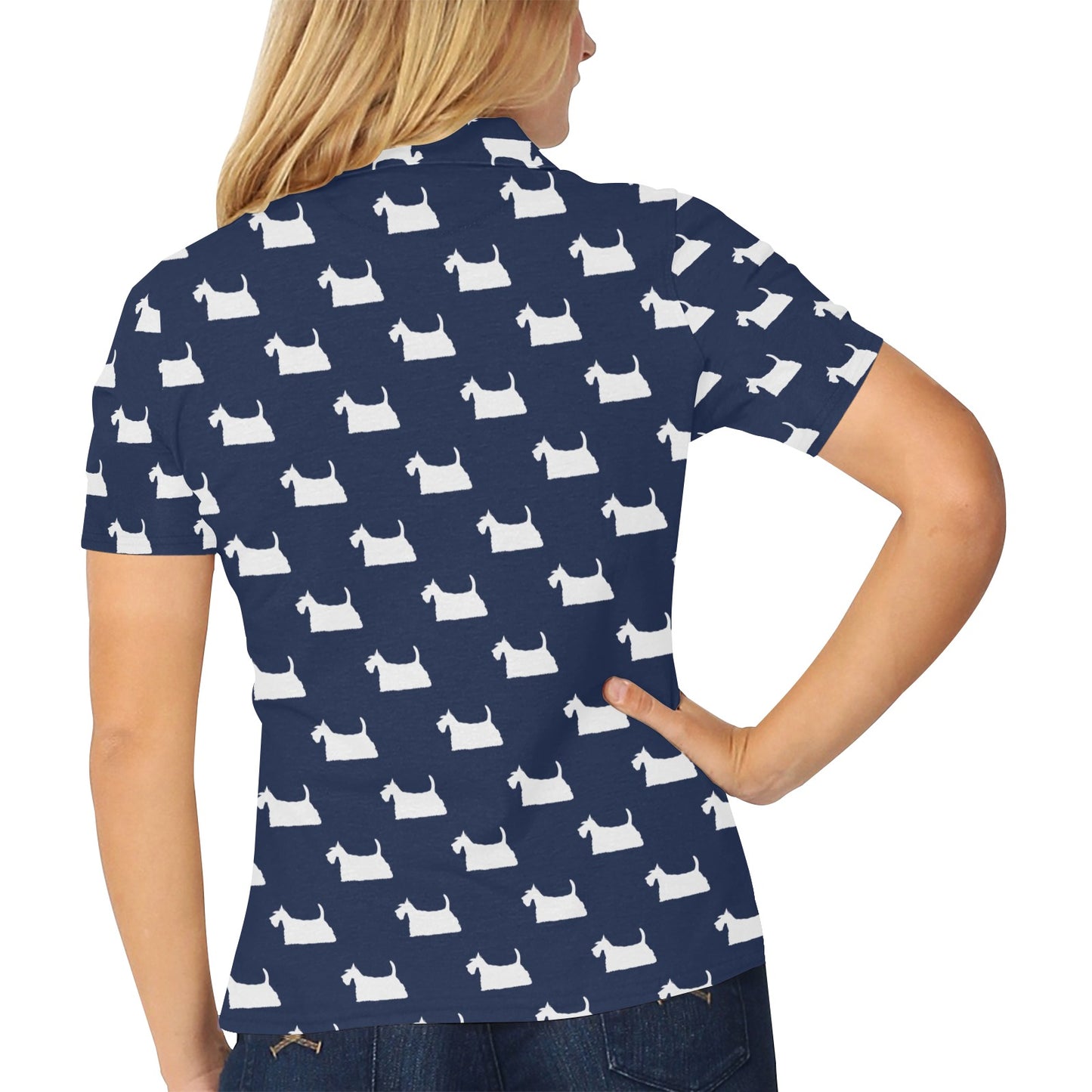 Scottish Terriers Print Design LKS303 Women's Polo Shirt