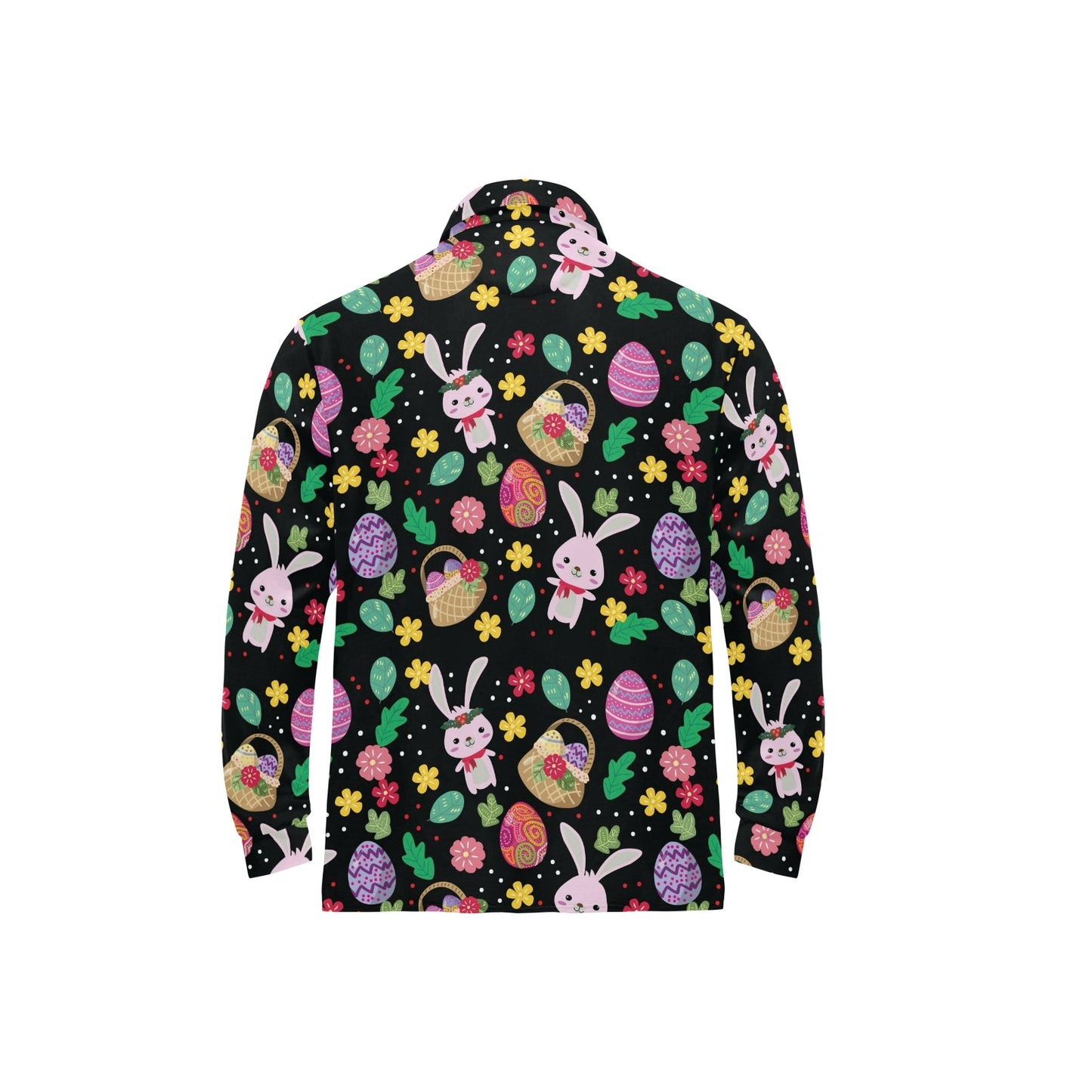 Easter Eggs Pattern Print Design RB05 Long Sleeve Polo Shirt For Men's