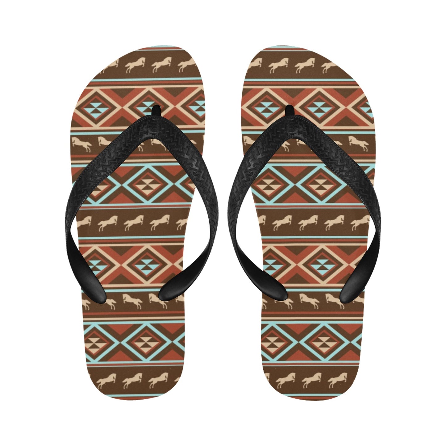 Western Horse Pattern Print LKS301 Flip Flops