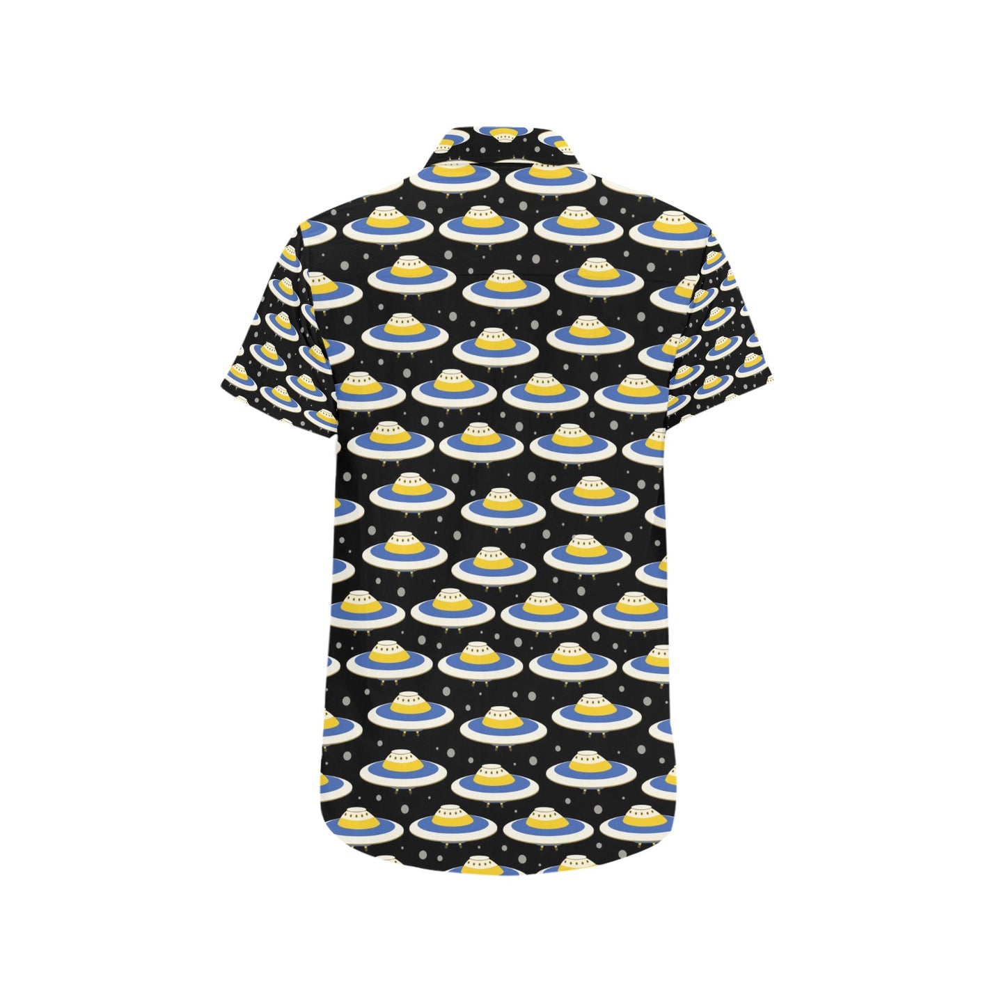 UFO Print Design LKS303 Men Short Sleeve Button Up Shirt