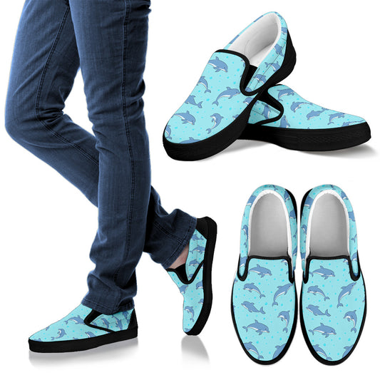 Dolphin Baby Cute Print Pattern Men Slip Ons Shoes