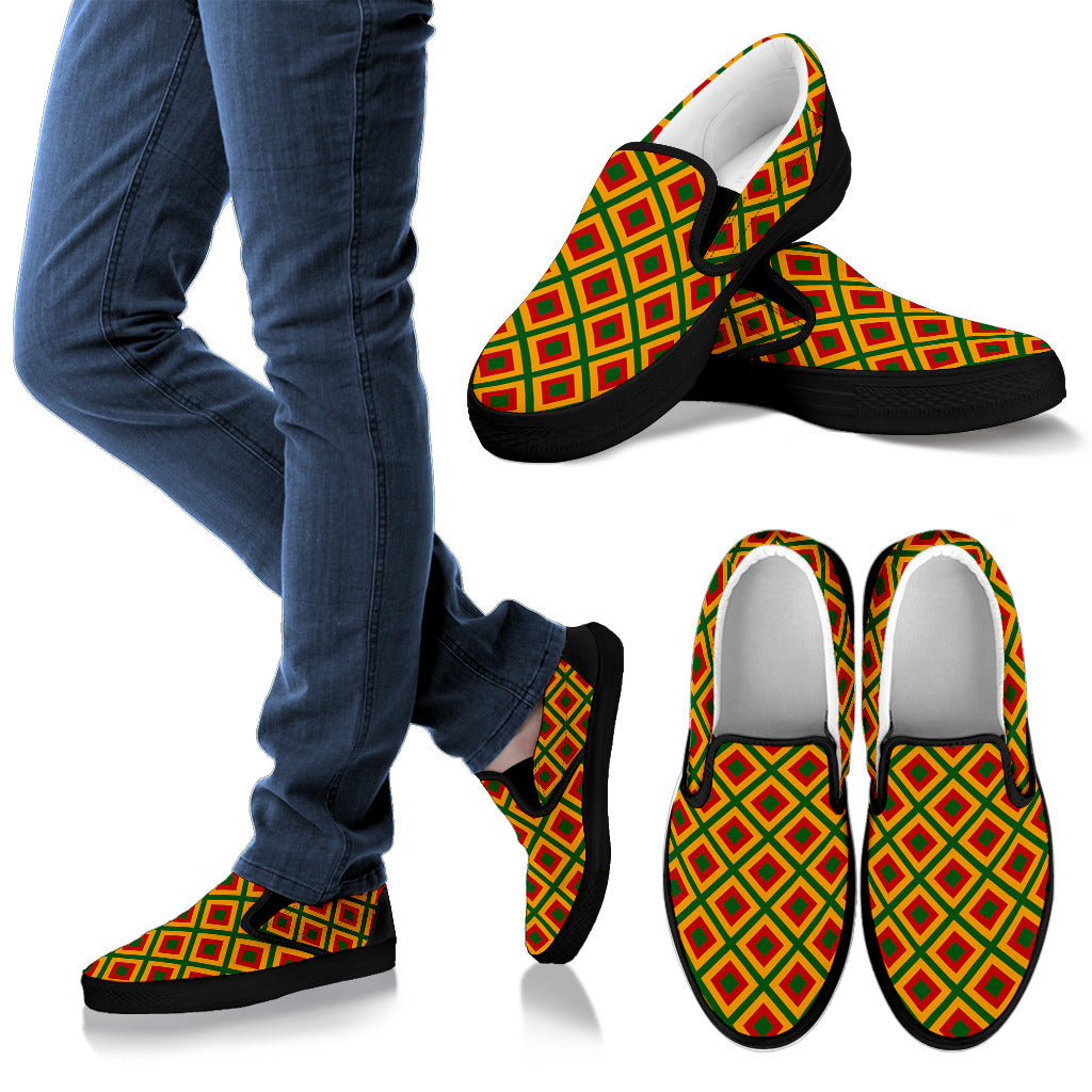 Rasta Reggae Color Cross Men Slip Ons Shoes