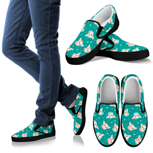 Chihuahua Polka Dot Pattern Men Slip Ons Shoes