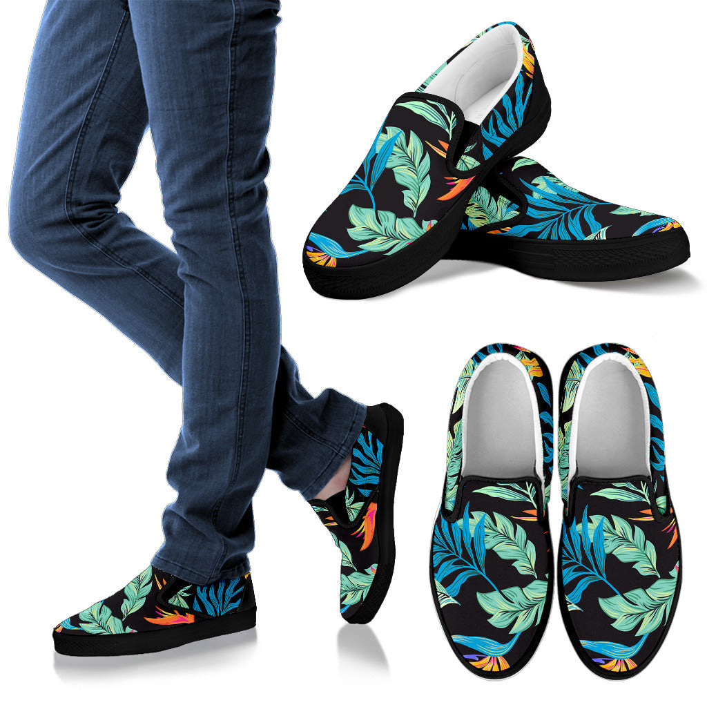 Tropical Palm Leaves Hawaiian Flower Men Slip Ons Shoes