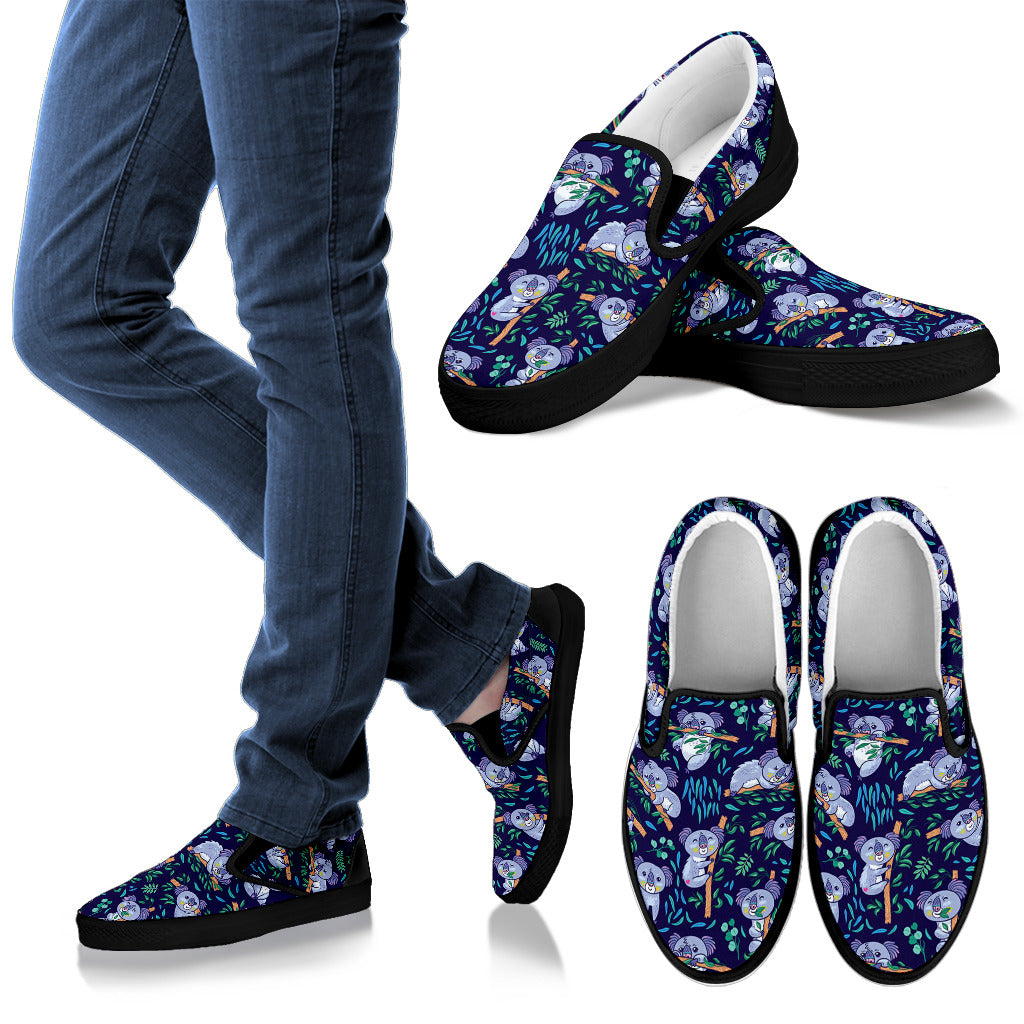 Koala Themed Design Print Men Slip Ons Shoes