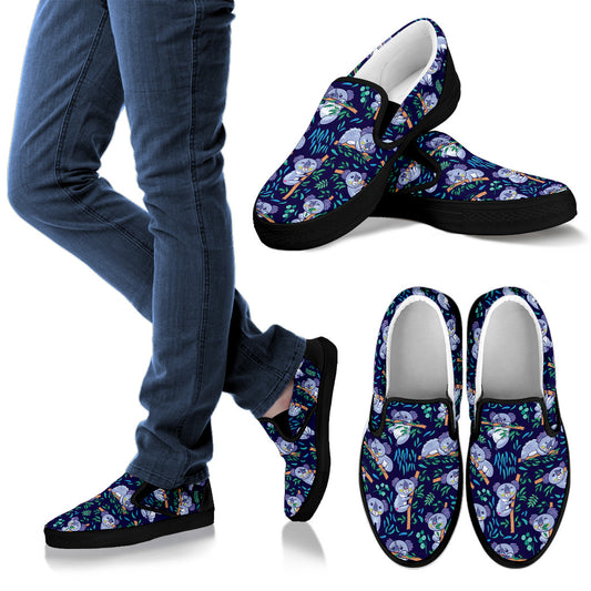 Koala Themed Design Print Men Slip Ons Shoes