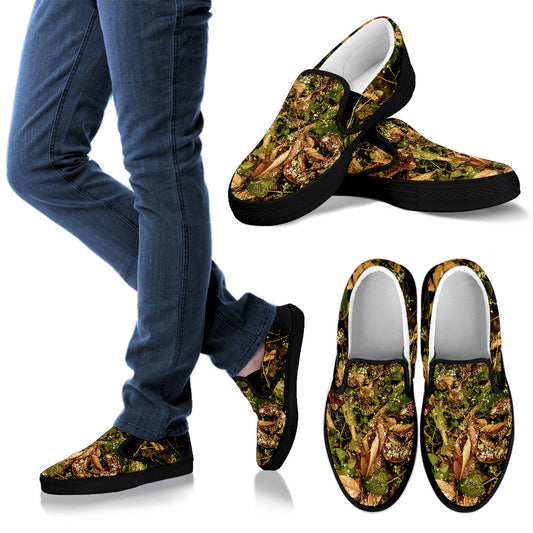 Camo Realistic Tree Forest Texture Print Men Slip Ons Shoes