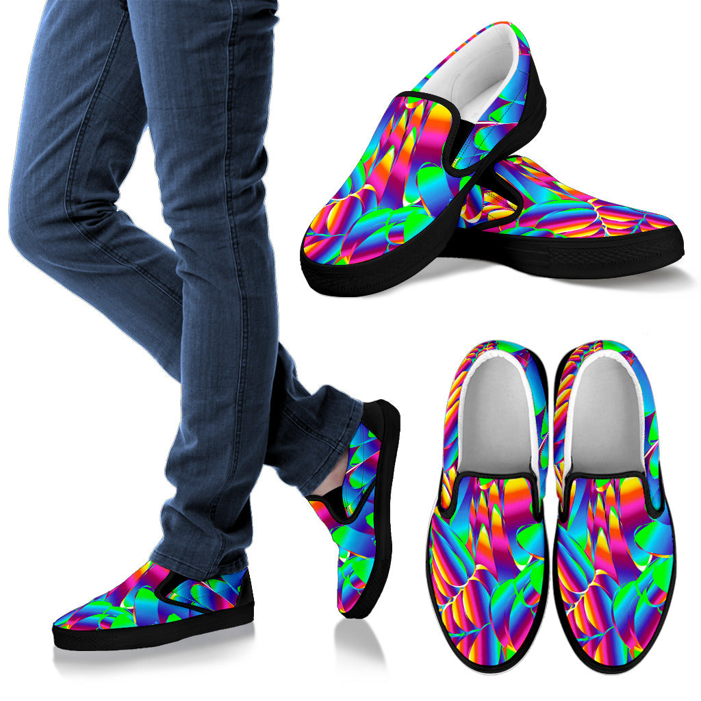 Psychedelic Trippy Pattern Men Slip Ons Shoes