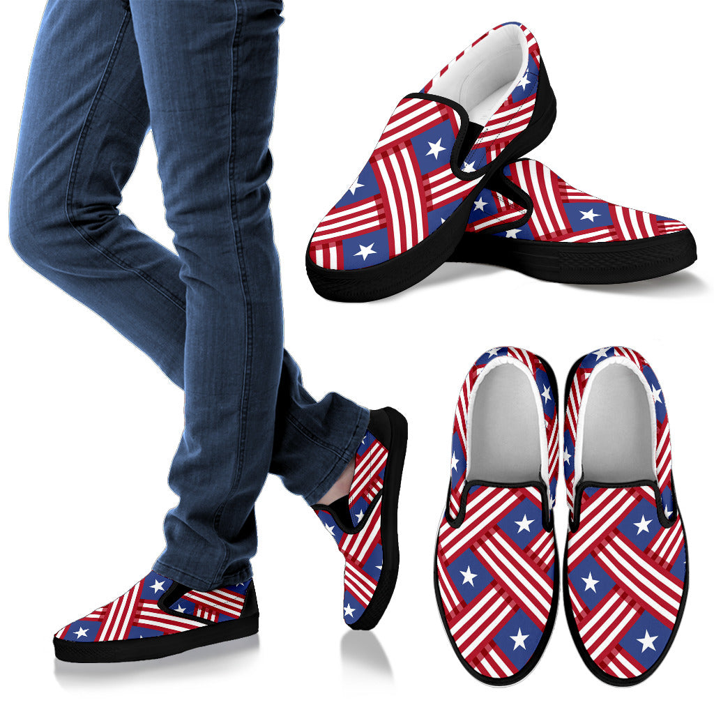 American flag Pattern Men Slip Ons Shoes