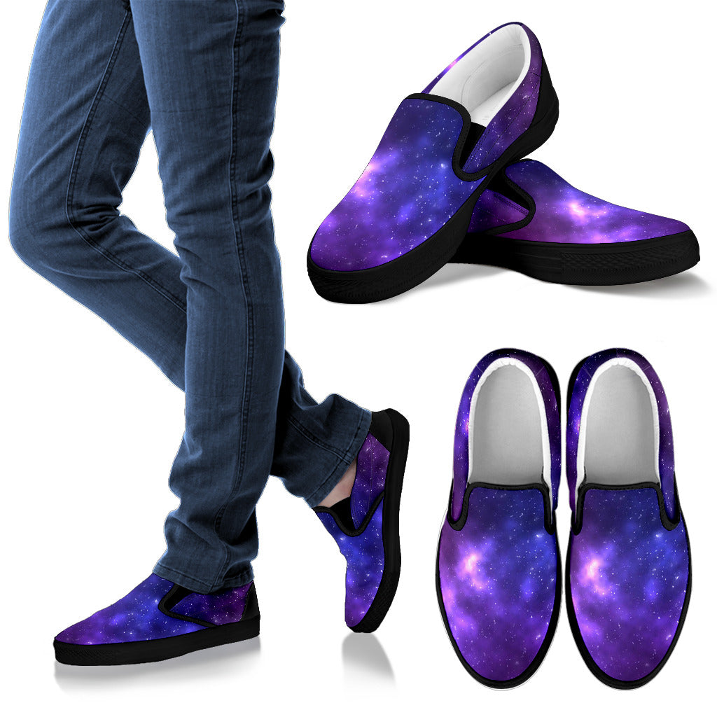 Celestial Purple Blue Galaxy Men Slip Ons Shoes