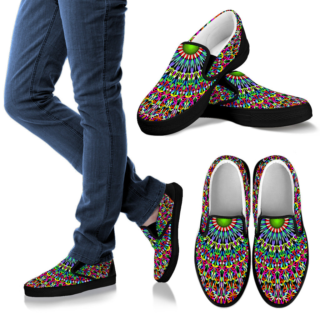 Bohemian Colorful Style Print Men Slip Ons Shoes