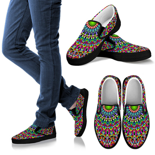 Bohemian Colorful Style Print Men Slip Ons Shoes