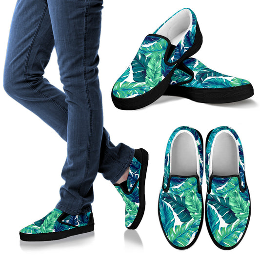 Brightness Tropical Palm Leaves Men Slip Ons Shoes