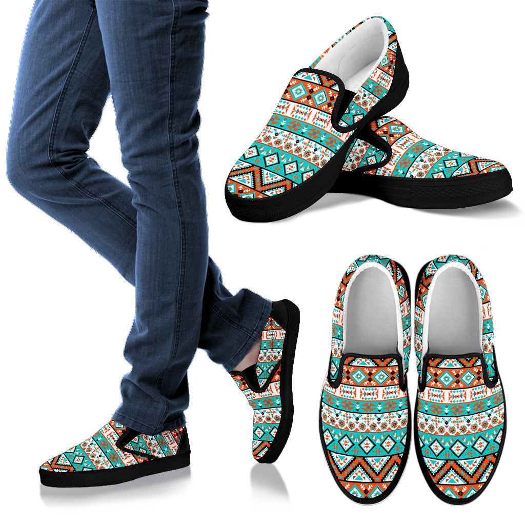 Navajo Style Print Pattern Men Slip Ons Shoes