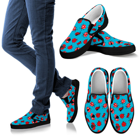 Ladybug Action Print Pattern Men Slip Ons Shoes