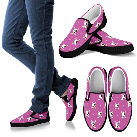 Bull Terrier Happy Print Pattern Men Slip Ons Shoes