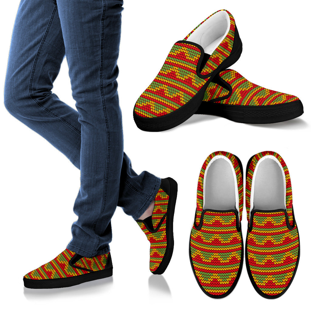 Rasta Reggae Color Print Men Slip Ons Shoes
