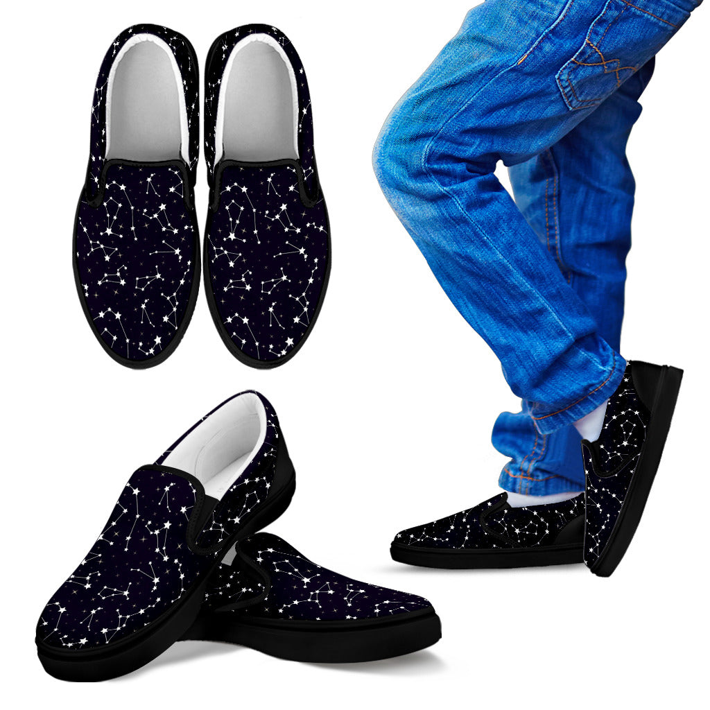 Zodiac Star Pattern Design Print Men Slip Ons Shoes