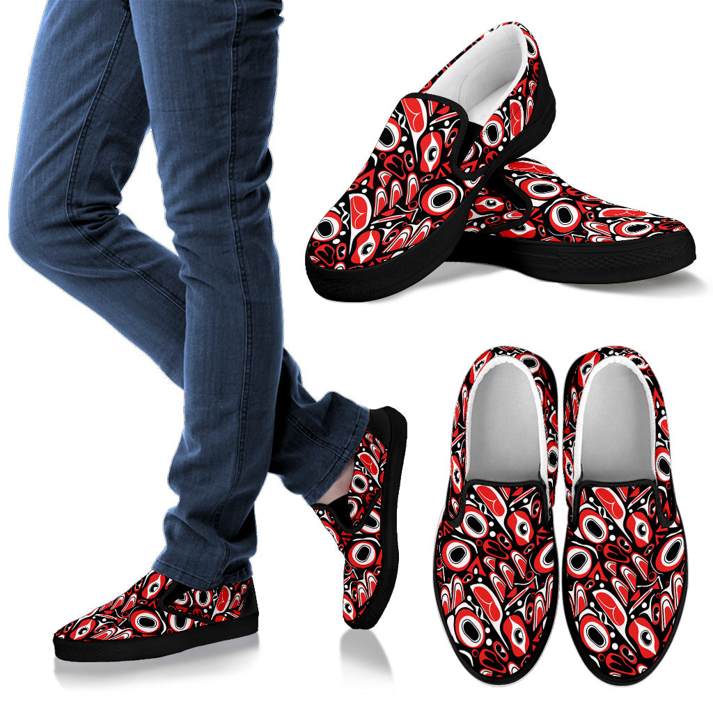 Totem Pole Texture Design Men Slip Ons Shoes