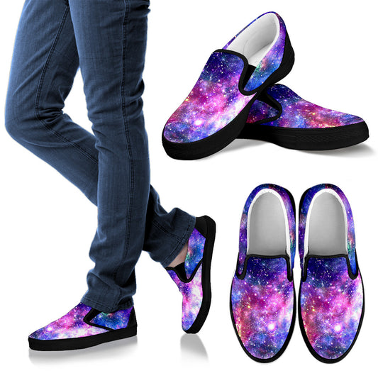 Galaxy Night Stardust Space Print Men Slip Ons Shoes