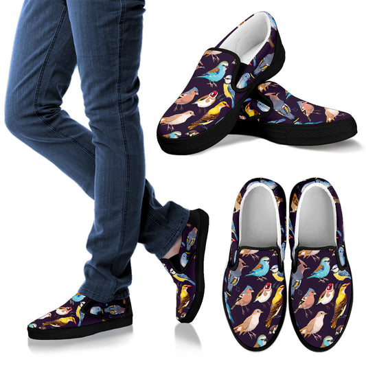 Bird Cute Print Pattern Men Slip Ons Shoes