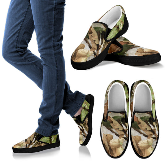 Camo Realistic Tree Forest Print Men Slip Ons Shoes