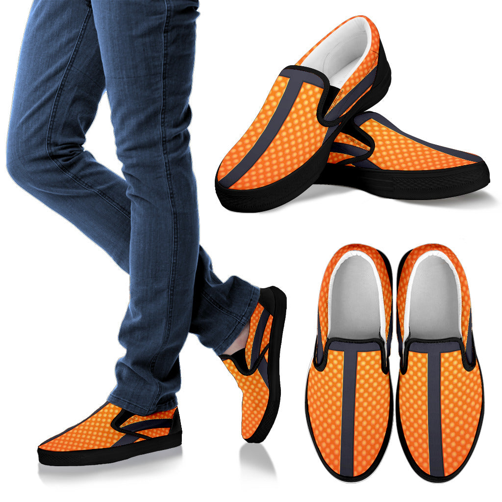 Basketball Texture Print Pattern Men Slip Ons Shoes