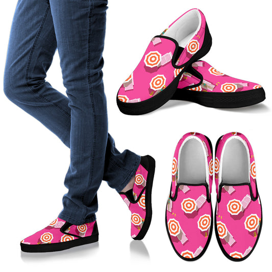 Beach Top View Umbrella Theme Men Slip Ons Shoes