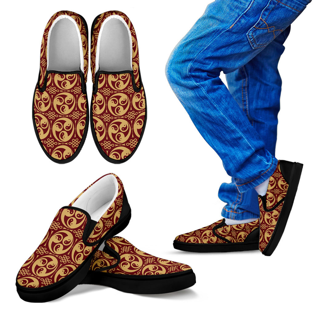 Yin Yang Style Pattern Design Print Men Slip Ons Shoes
