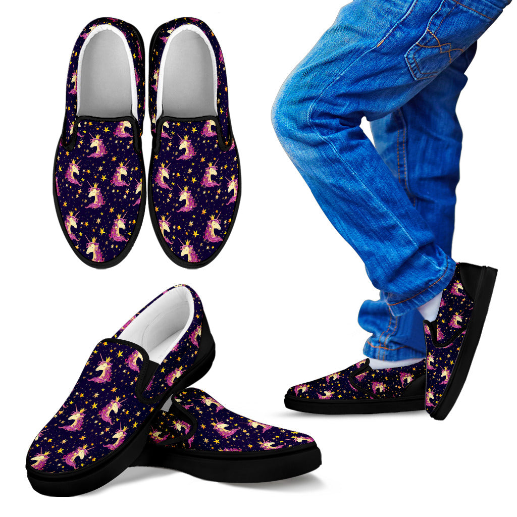 Unicorn Princess Star Sparkle Men Slip Ons Shoes