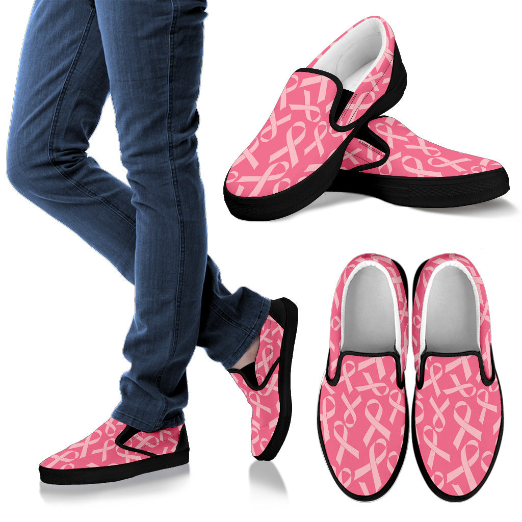 Breast Cancer Awareness Themed Men Slip Ons Shoes