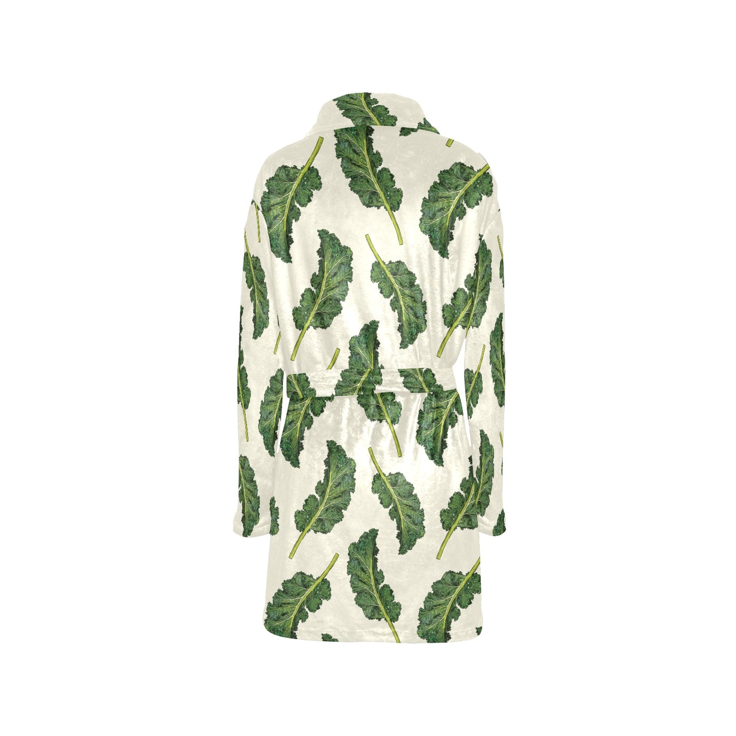 Kale Pattern Print Design 03 Women's Fleece Robe