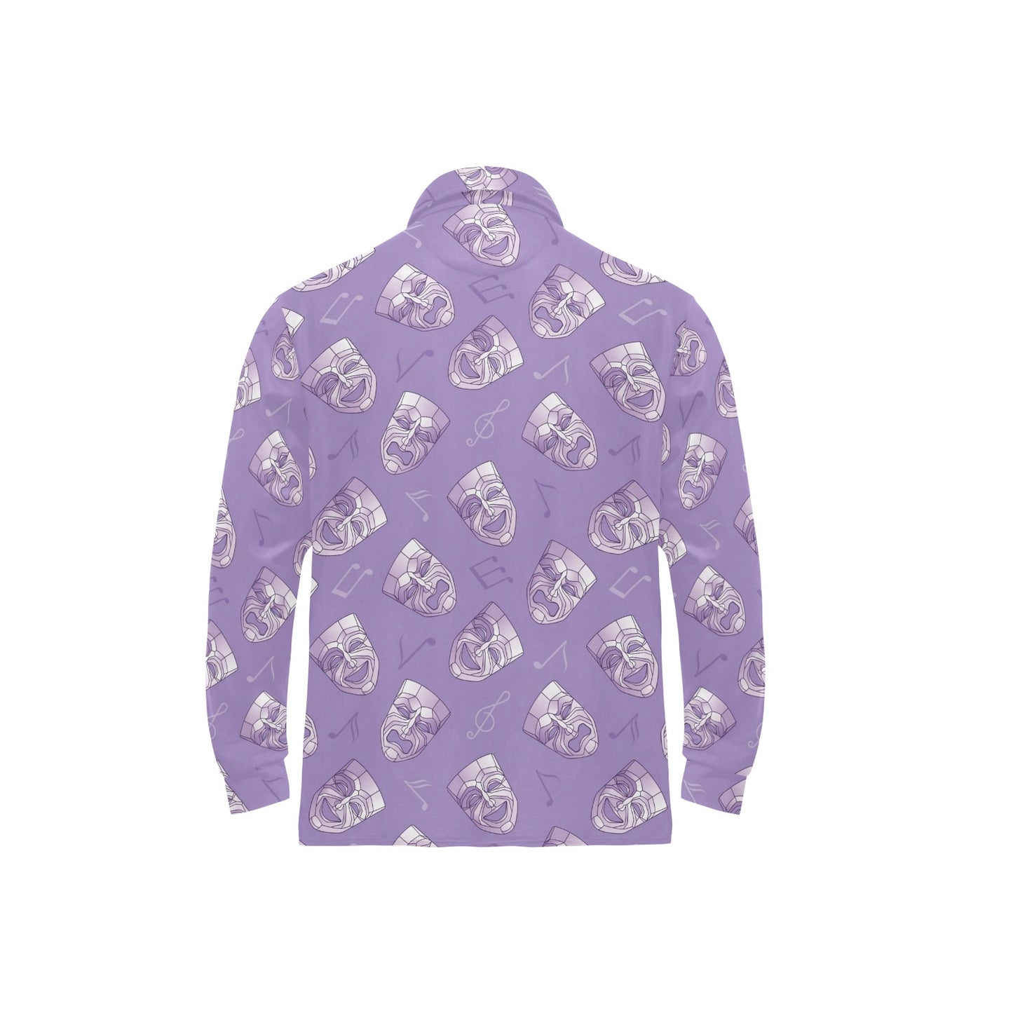 Acting Mask Pattern Print Design 05 Long Sleeve Polo Shirt For Men's