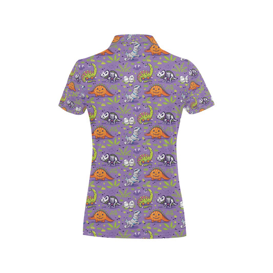Zombie Dinosaur Print Design LKS302 Women's Polo Shirt