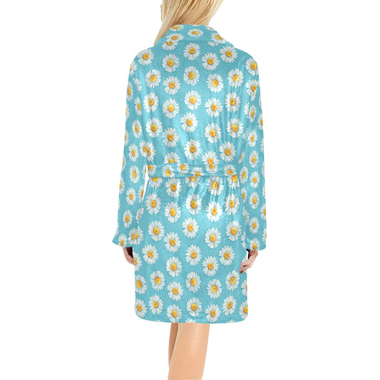 Daisy Pattern Print Design DS03 Women's Fleece Robe