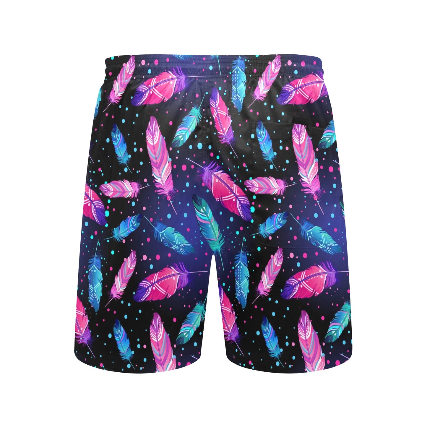 Feather Colorful Boho Design Print Men's Swim Trunks Beach Shorts