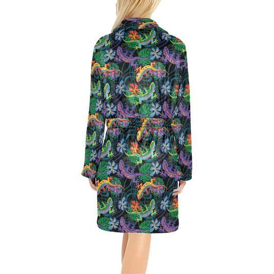 Gecko Colorful Pattern Print Design 01 Women's Fleece Robe