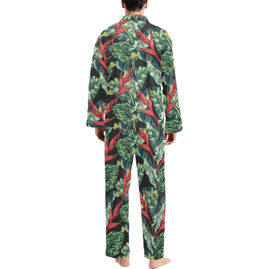 Bird Of Paradise Pattern Print Design BOP06 Men's Long Pajama Set