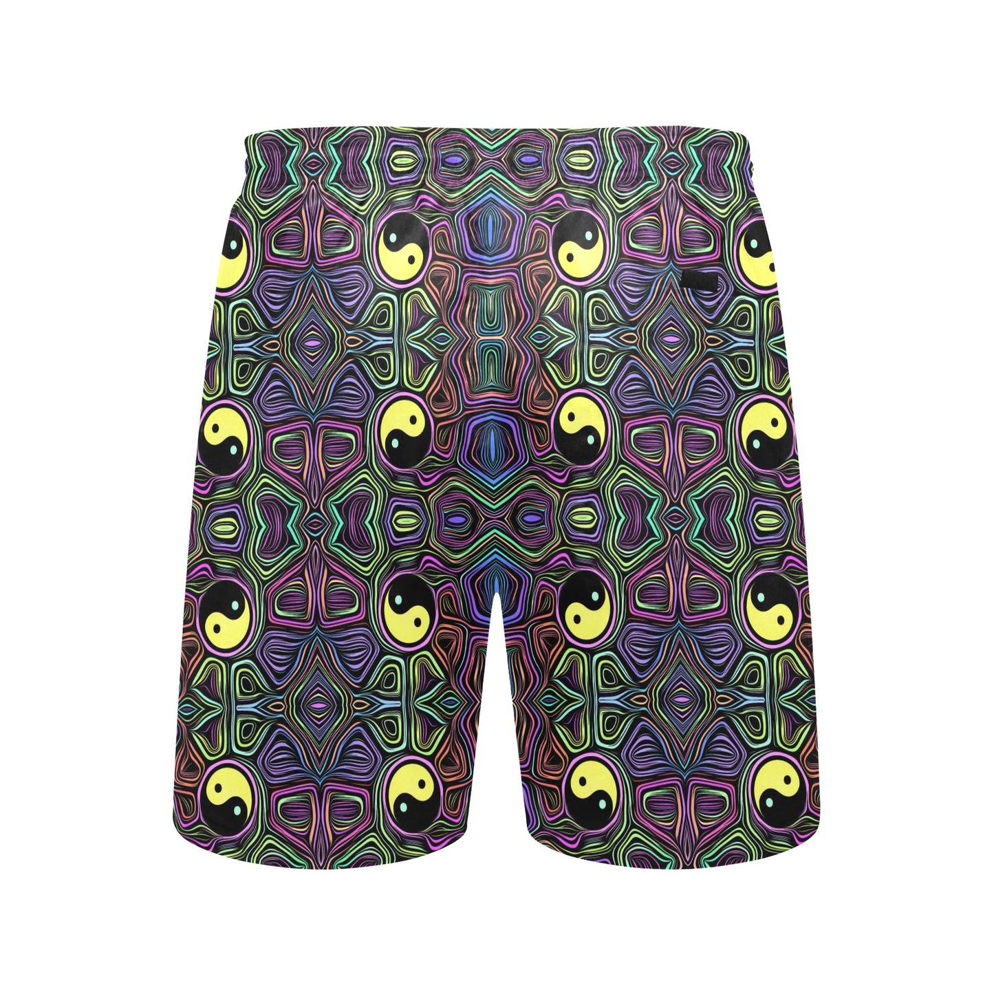 Yin Yang Neon Color Design Print Men's Swim Trunks Beach Shorts