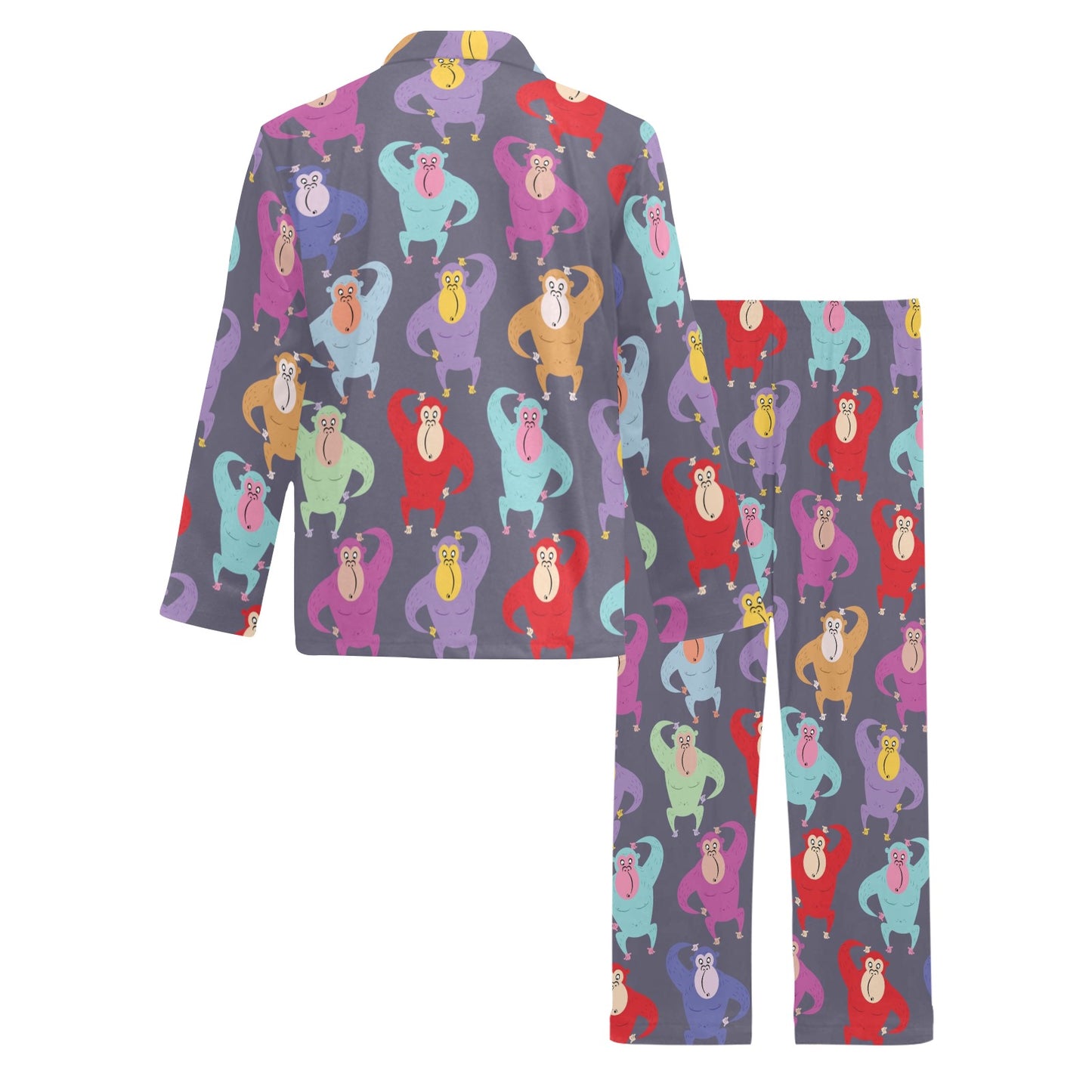 Chimpanzee Pattern Print Design 03 Men's Long Pajama Set