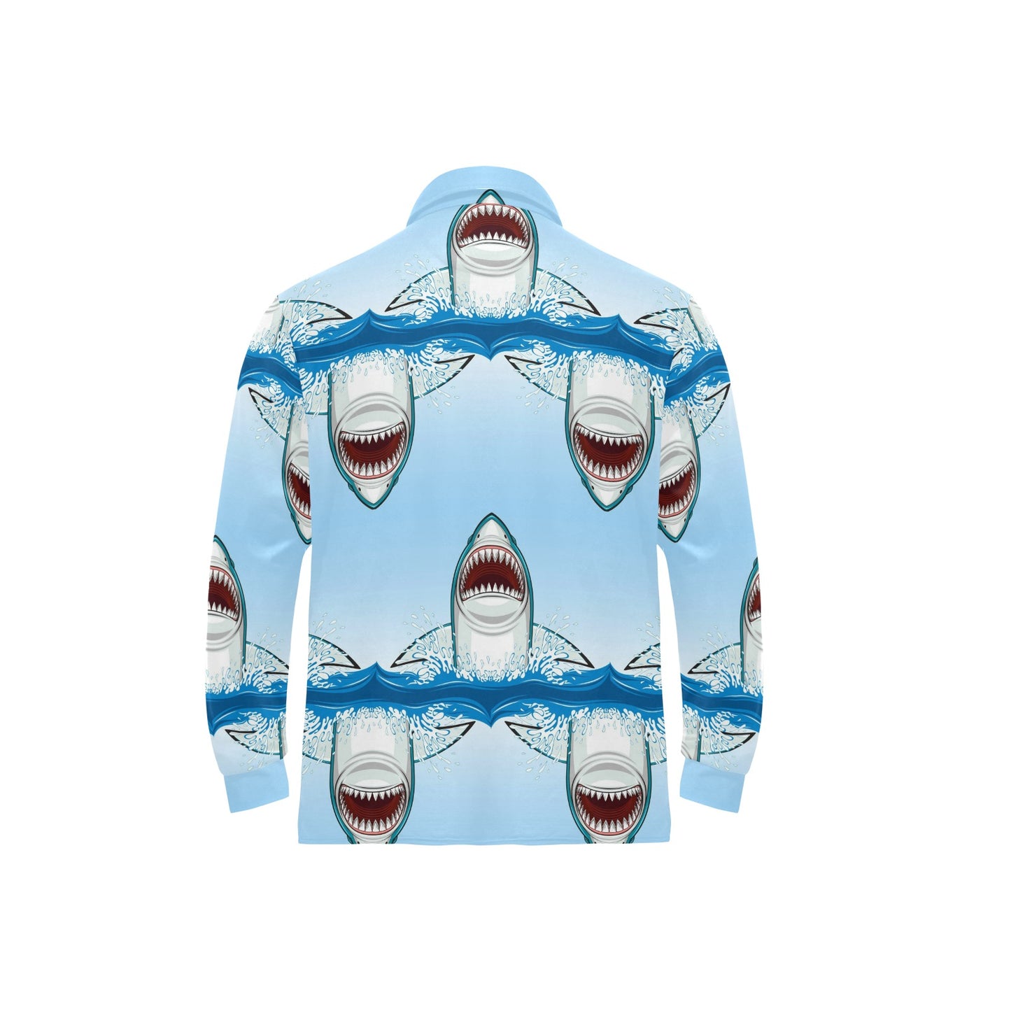 Shark Bite Long Sleeve Polo Shirt For Men's