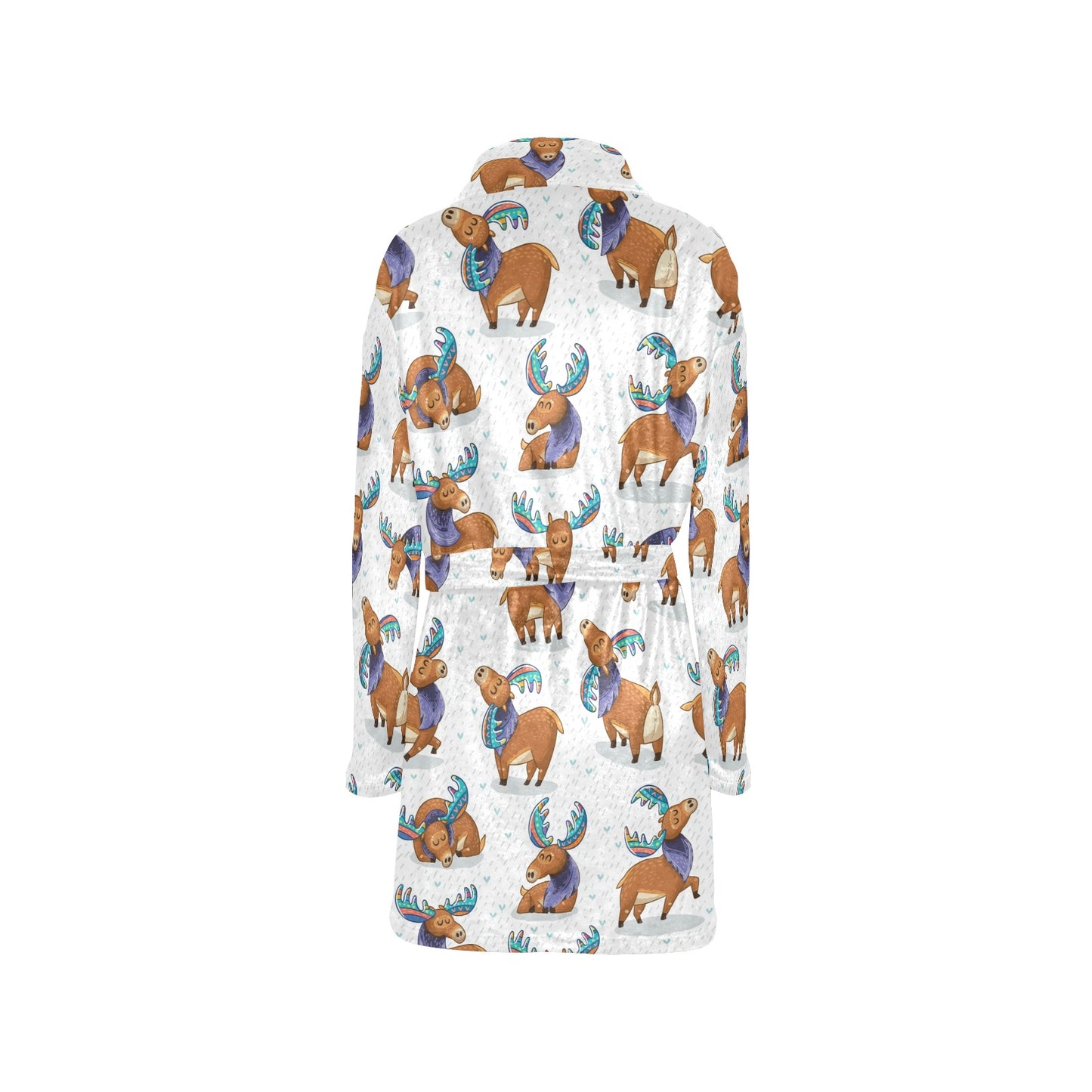 Moose Cute Pattern Print Design 01 Women's Fleece Robe