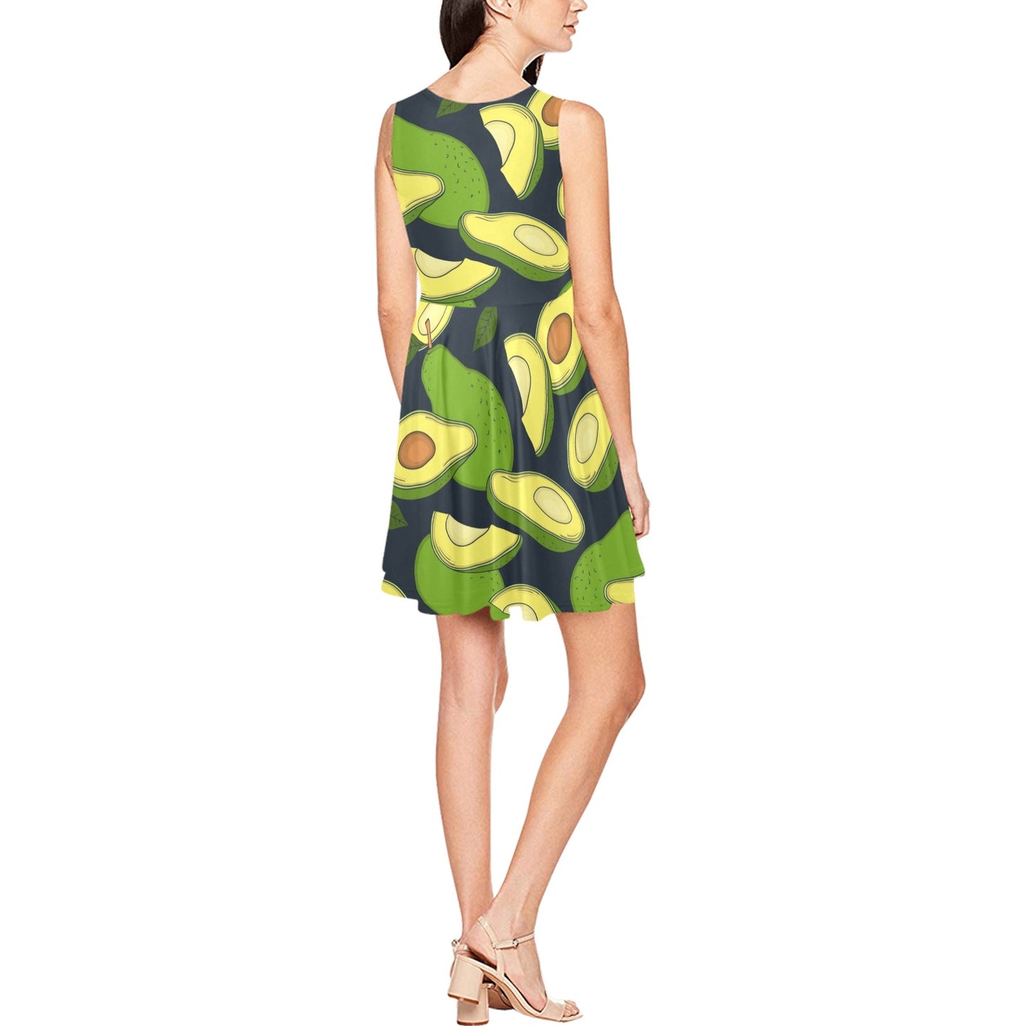 Avocado Pattern Print Design AC013 Sleeveless Dress