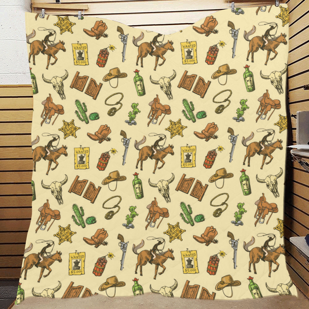 Cowboy Pattern Print Design 04 Premium Quilt