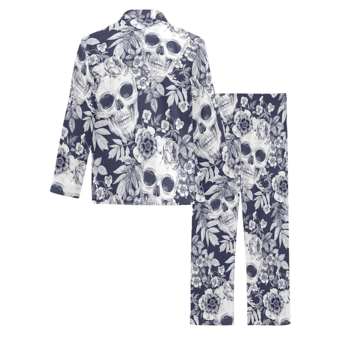 Skull Floral Beautiful Men's Long Pajama Set