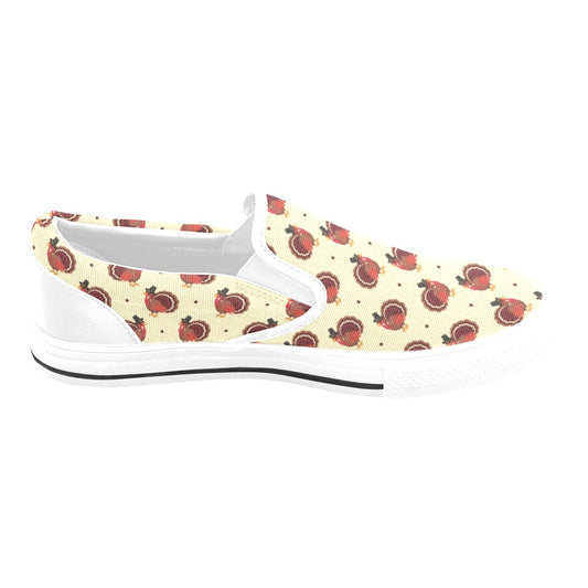 Thanksgiving Print Design LKS3010 White Slip Ons Canvas Women's Shoes