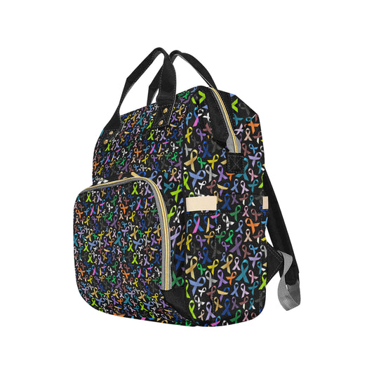 Breast Cancer Awareness Colorful Print Diaper Bag Backpack