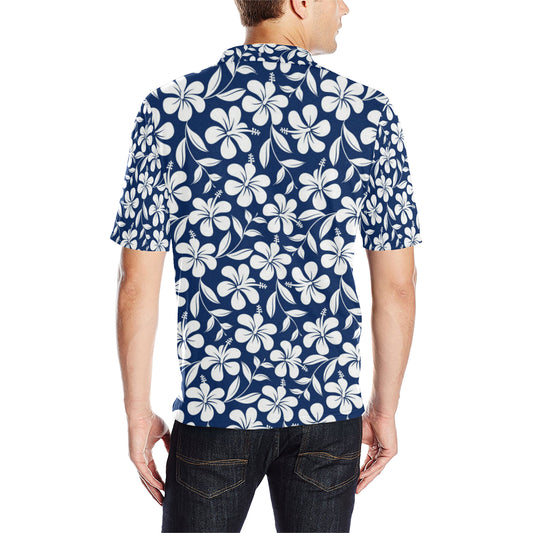 Hibiscus Pattern Print Design HB031 Men Polo Shirt