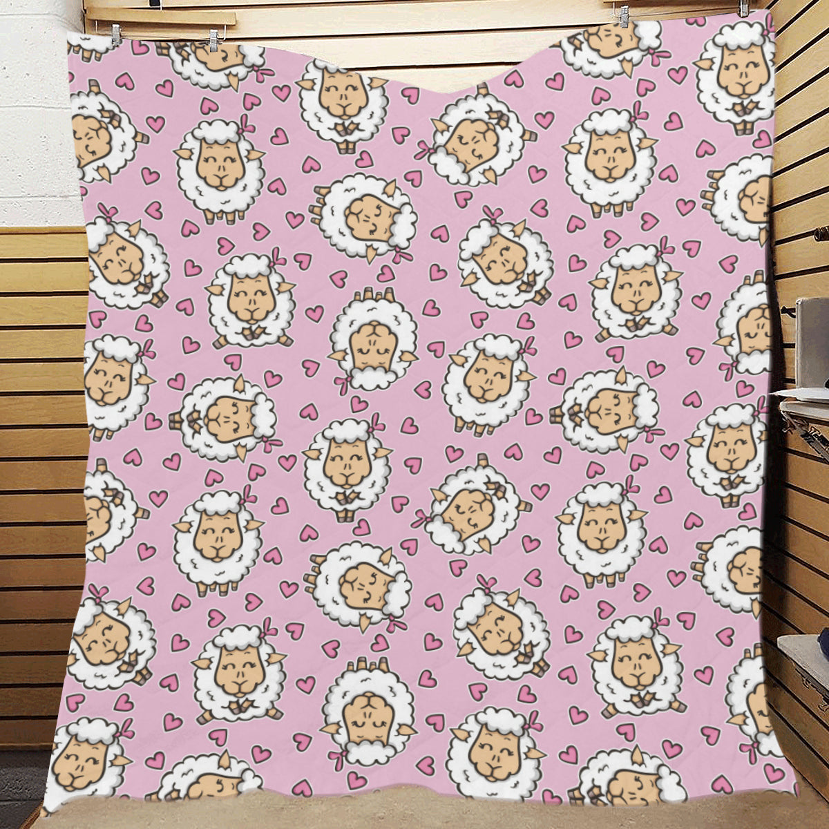 Sheep Cute Pattern Print Design 01 Premium Quilt